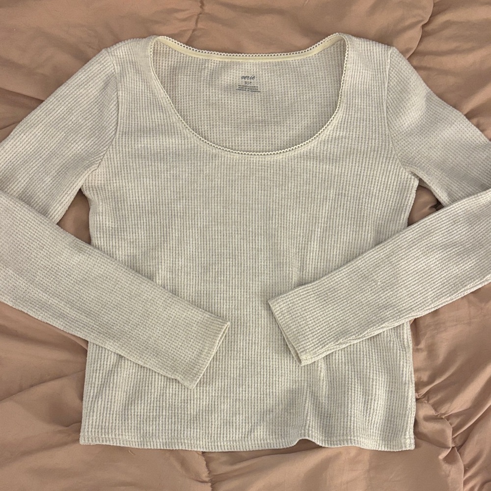 Aerie lace trim waffle long sleeve - Picture 3 of 5